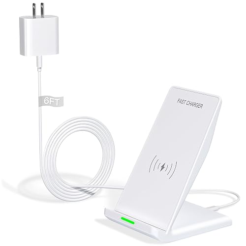 15W Wireless Phone Charger Stand,6FT Fast Android Wireless Charger Station for iPhone 17/17 Air/17 Pro Max/15/14/13, 15W Fast Charging for Samsung