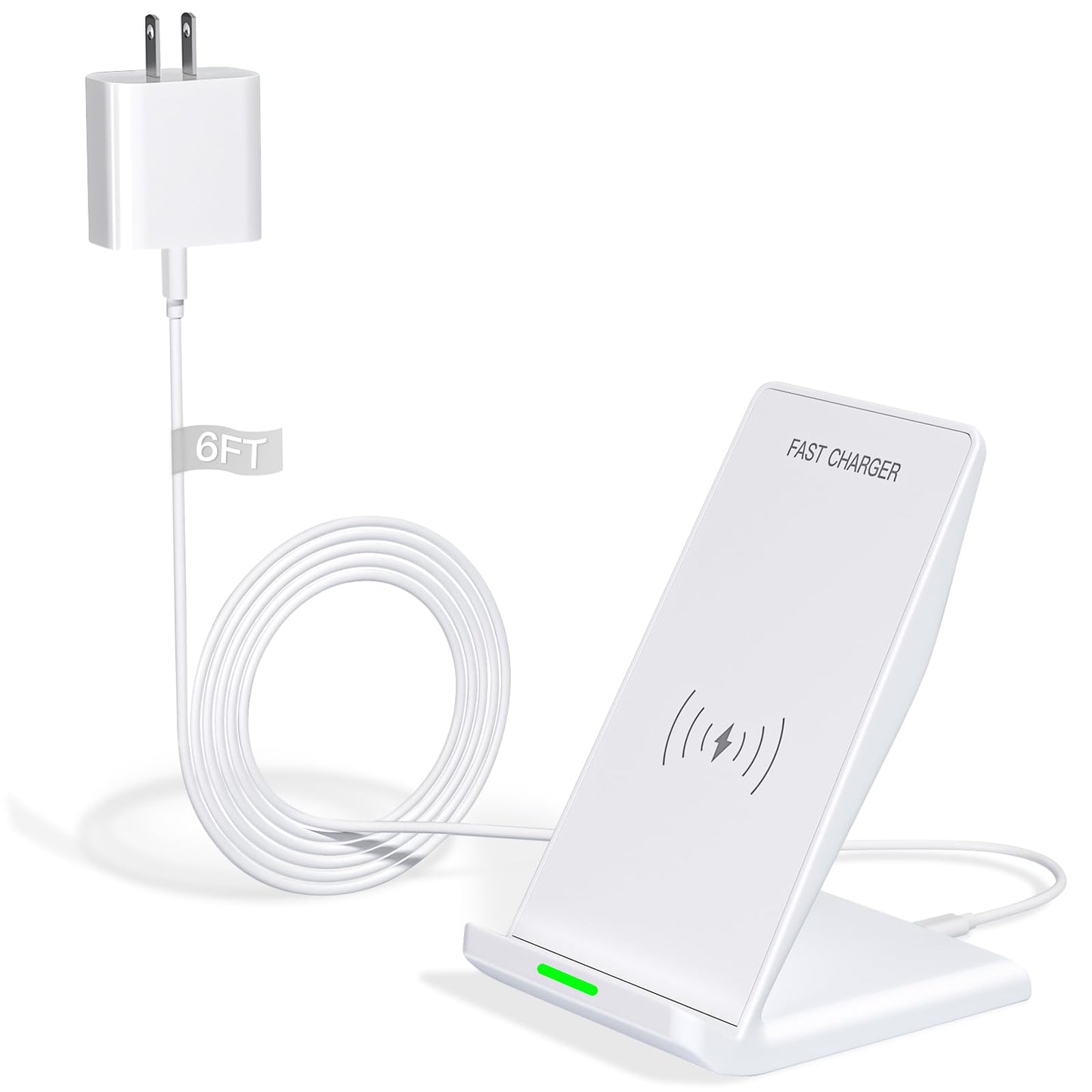 15W Wireless Phone Charger Stand,6FT Fast Android Wireless Charger Station for iPhone 17/17 Air/17 Pro Max/15/14/13, 15W Fast Charging for Samsung