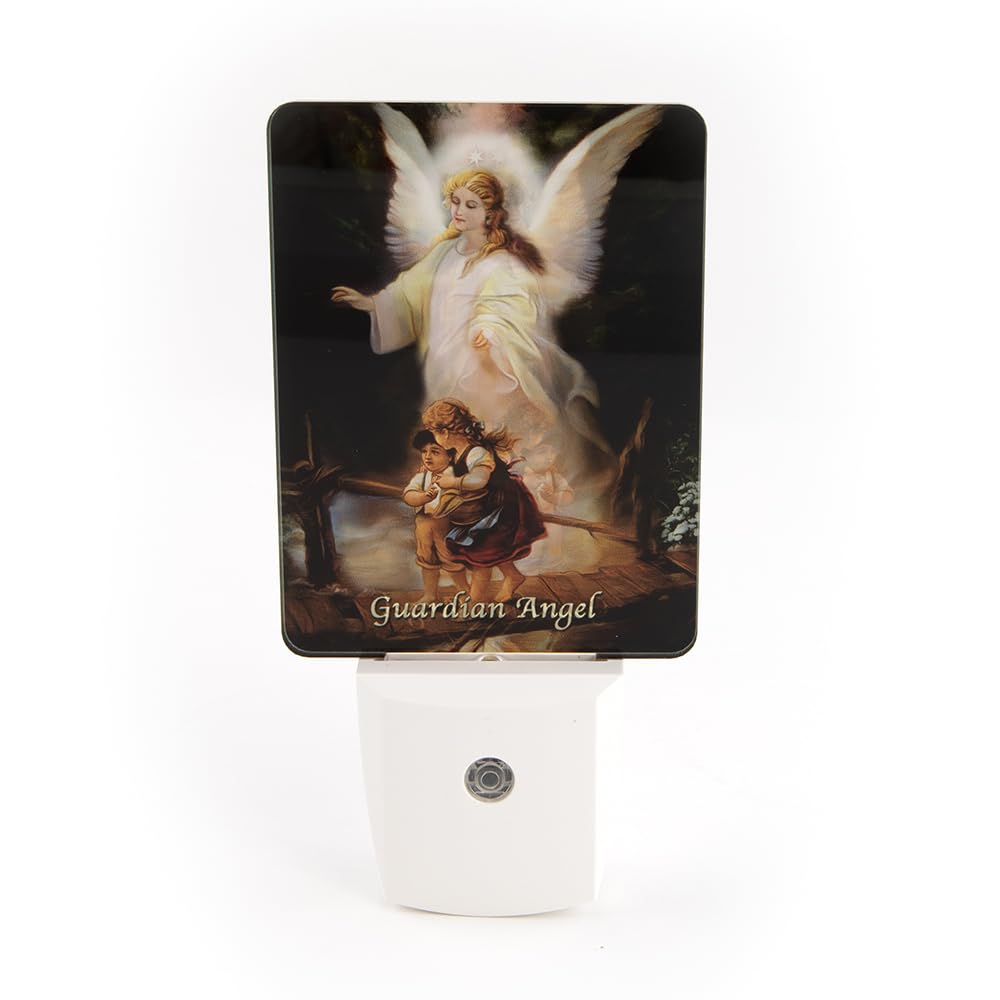 THE SAINTS COLLECTION Guardian Angel Night Light with Automatic Sensor, LED Flameless Plug-in Nightlight