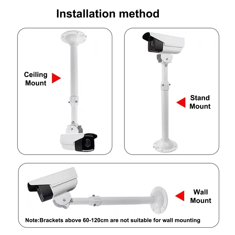 V-Fiabilidad Security Camera Mounting Bracket Extender Pole I-Type,30-60cm Telescopic Adjustable Ceiling Mount Bracket for CCTV IP Camera