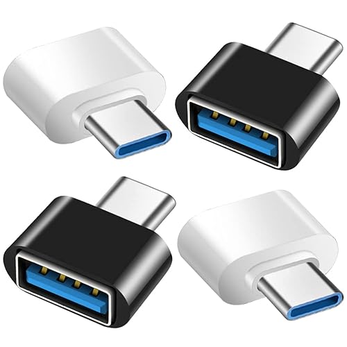 USB C to USB Adapter 4 Pack, USB Female to Type C Male OTG Adaptor, USB C Adapter Compatible with MacBook Pro, Samsung Galaxy, Phones, Laptops…