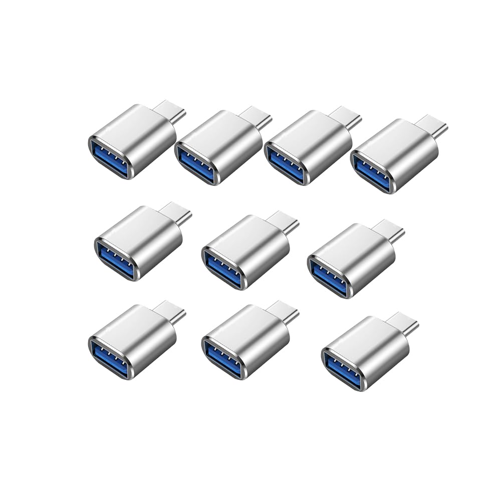 MINCHEN Type C Male to USB3.0 Adapter 10 Pack, USB Female to USB C Male Converter, USB Type C Connector Charge & Data Sync for Laptop Car Charger…