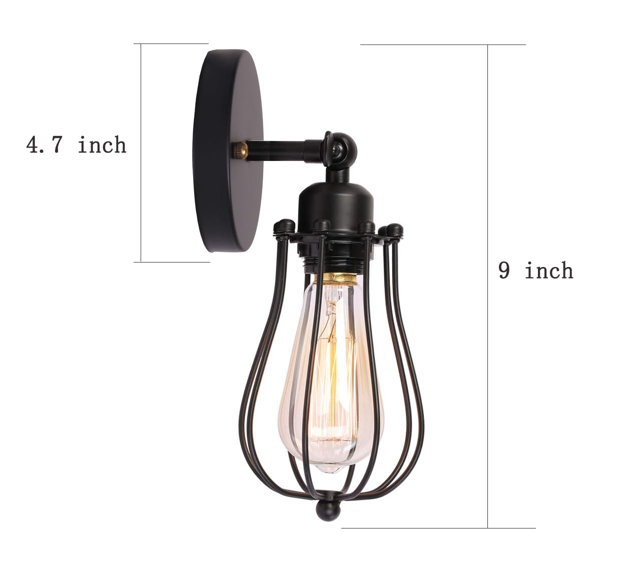 BRIGHTESS #06 Wire Cage Pendant Fixture Wall Mount Set of 2 Packs Black Industrial Vintage Edison Indoor Hardwired Finish(2packs)