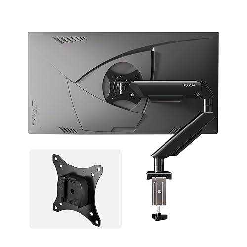 FULKUN Single Monitor Mount Stand - Full Motion Articulating Arm with Gas Spring,17-32 inch Computer Screen Mount, VESA 75x75/100x100, Clamp/Grommet