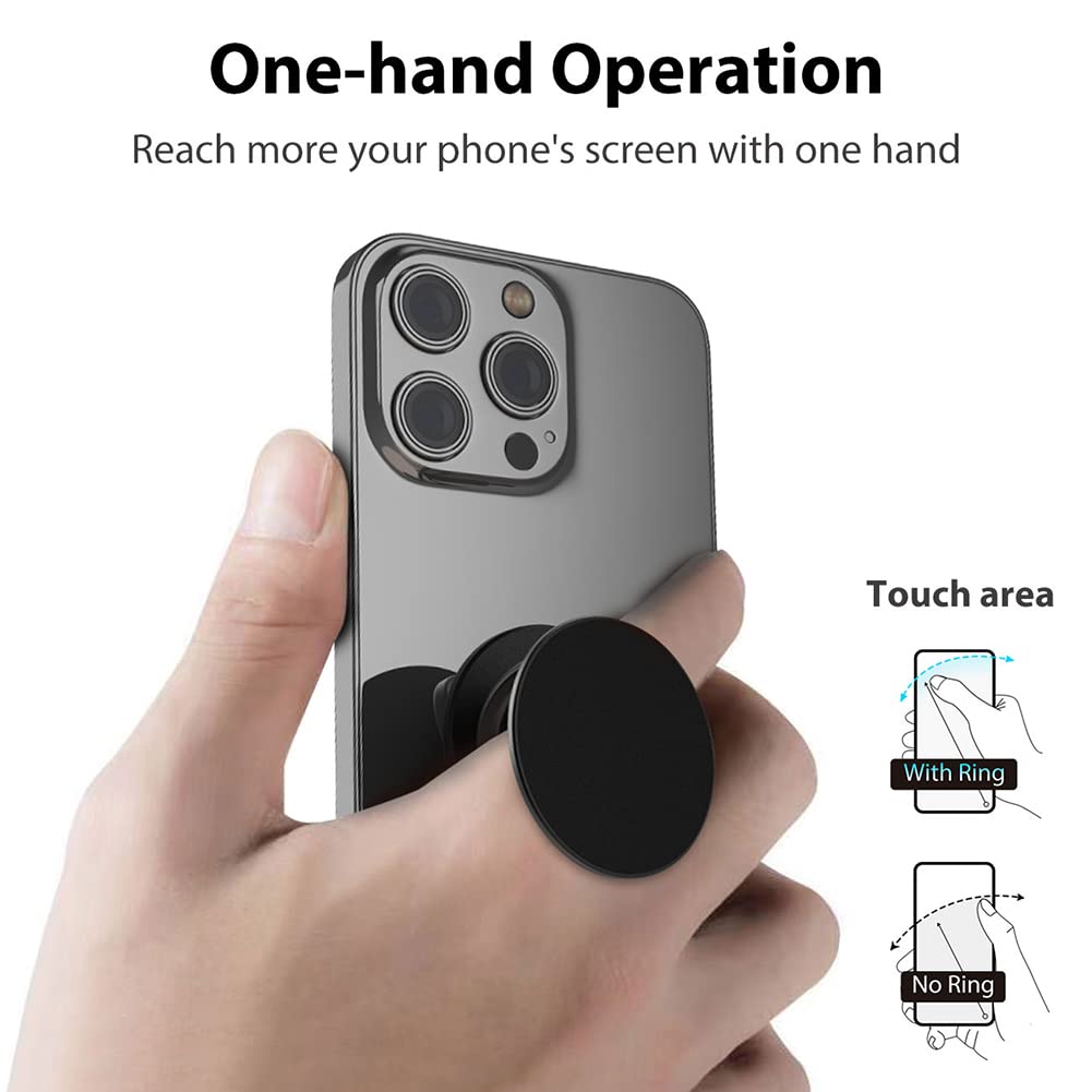 MonIdea Phone Grip, Phone Ring Holder Finger Kickstand, 360°Rotation & Adjustable Metal Cell Phone Rings Gripper Stand Work with Magnetic Car Mount