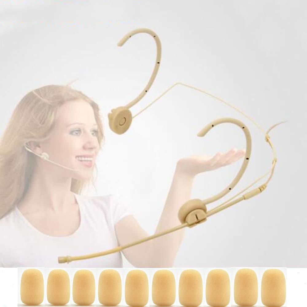 LINHUIPAD Foam Cover Windscreen Compatible with Headset Microphone,5mm Inner Circular,Hole Ear-Hook Headset Microphones(Pack of 10)