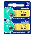 Murata LR41 Battery 1.55V Alkaline Button Cell - Replaces Sony LR41 (2 Batteries)