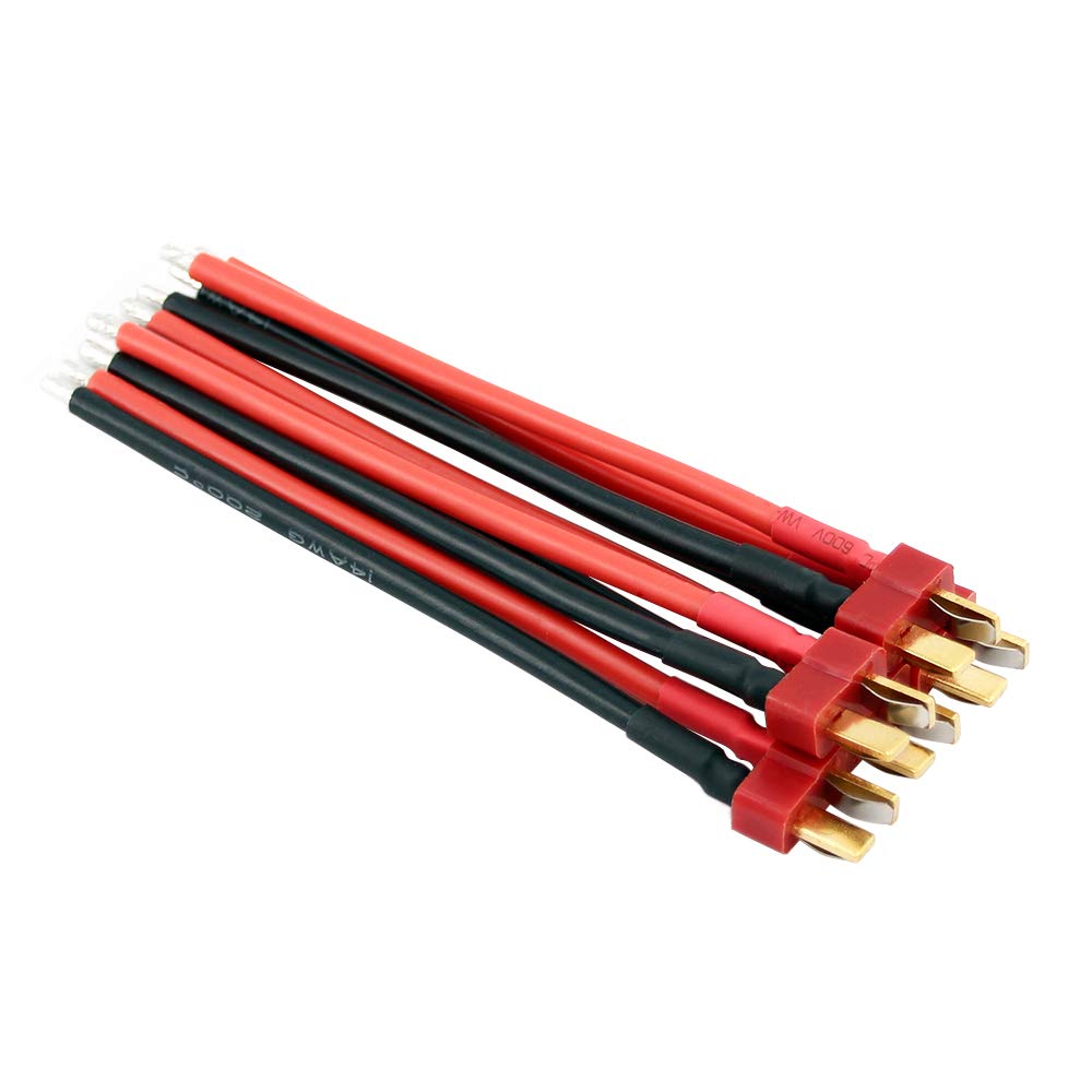 5pcs Male T-Plug/T-Connectors Style with 10cm 14awg Wire(BDHI-28)