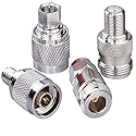 TUOLNK 4 Type Set N to F Coax Adapter Kit F-Type Female to N-Type Male Antenna Coaxial Adapter for Antenna Extension Cable RF Coax Connector Kit