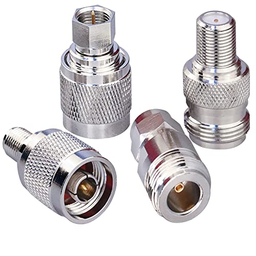 TUOLNK 4 Type Set N to F Coax Adapter Kit F-Type Female to N-Type Male Antenna Coaxial Adapter for Antenna Extension Cable RF Coax Connector Kit