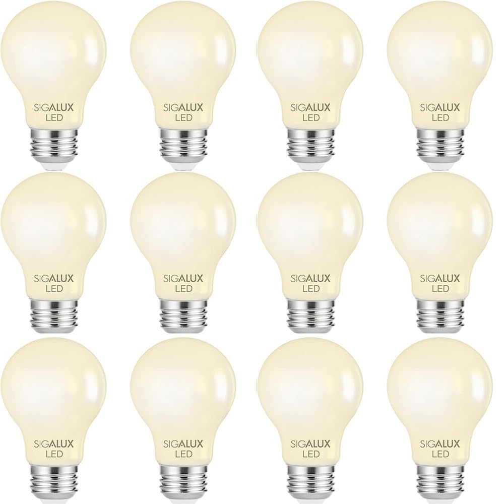 Sigalux Dimmable E26 Light Bulb 60 Watt Equivalent, Energy Star Certified Daylight 2700K LED Filament Bulb, A19 LED Edison Vintage Antique Frosted
