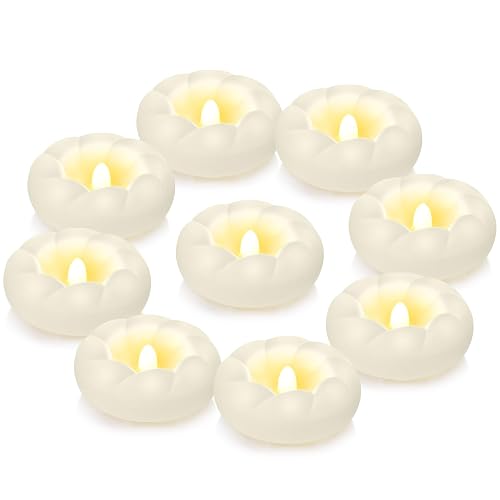 PUNPUBA 36pack Flameless Led Floating Candles, 3” Plastic Tealights Battery Operated Flickering 100+ Hour Waterproof for Cylinder Vases, Centerpieces