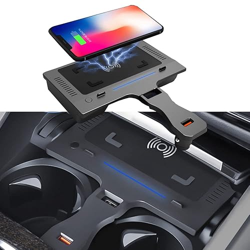 ZChan Wireless Car Charger Fit for BM-W X3/ X4 2023-2019 15W Wireless Charging Panel,QC3.0 Charging Port,for Multiple Phones Owner,Car Charger Mount