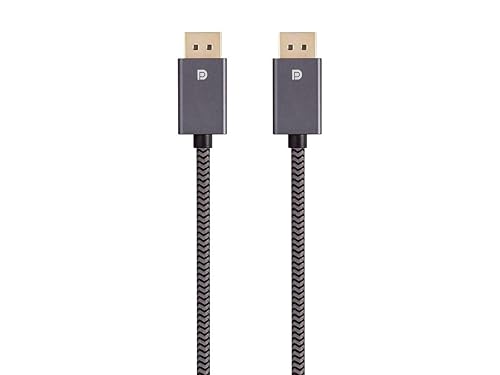 Monoprice DisplayPort 1.4 EasyPlug Nylon Braided Cable - 32.4 Gbps, 8K@60Hz, DPCP, HDCP, 3D Video, 6 Feet, Gray