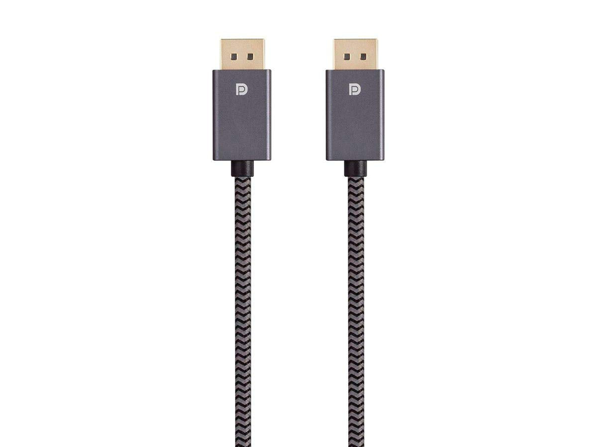 Monoprice DisplayPort 1.4 EasyPlug Nylon Braided Cable - 32.4 Gbps, 8K@60Hz, DPCP, HDCP, 3D Video, 6 Feet, Gray