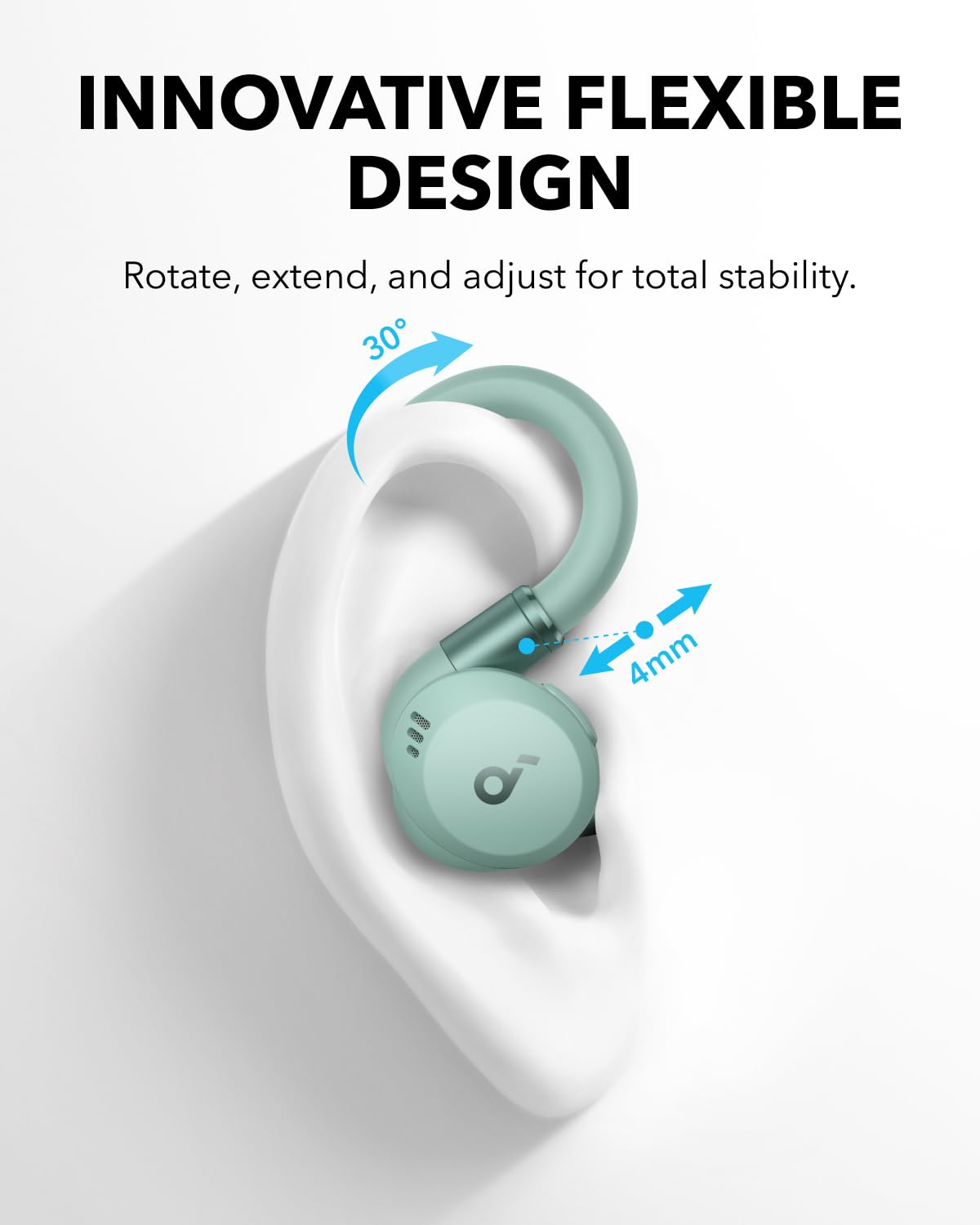 soundcore Sport X20 by Anker, True-Wireless Workout Earbuds, Rotatable and Extendable Ear Hooks, Noise Cancelling, Deep Bass, IP68 Waterproof