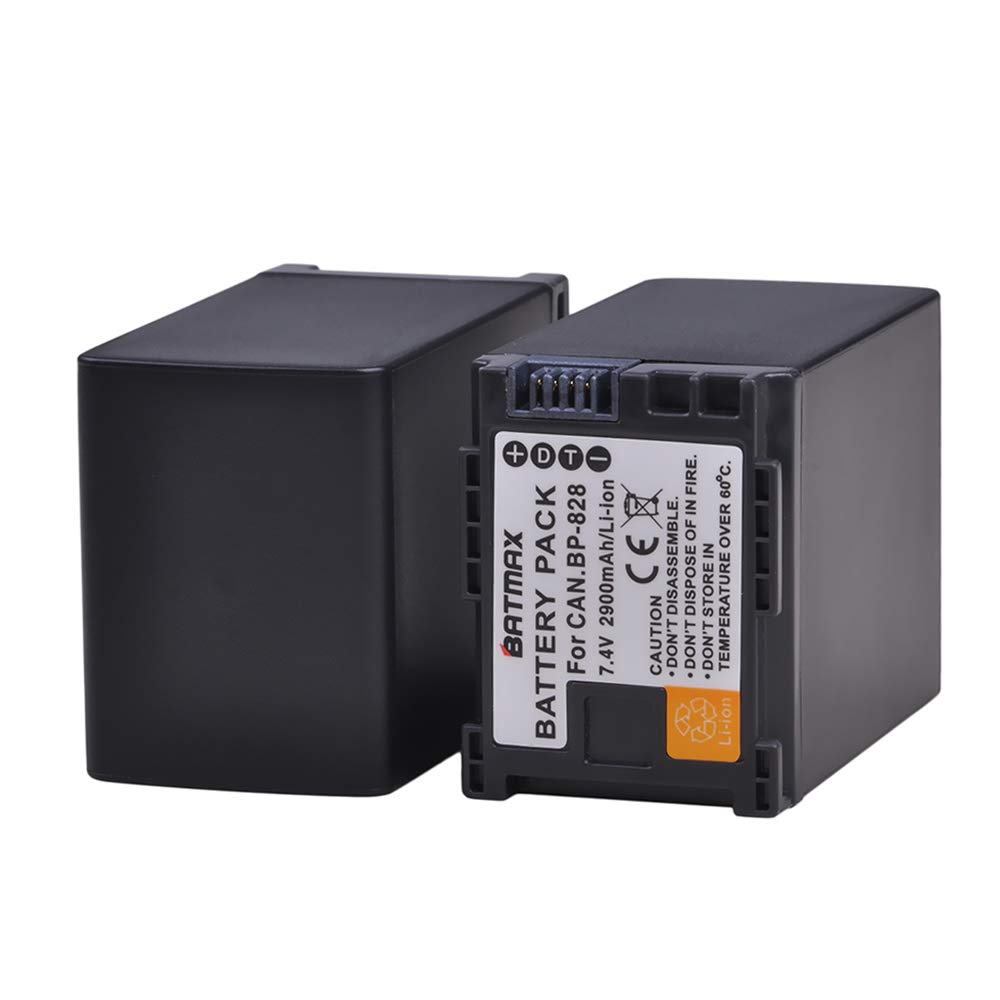 Batmax 2Pcs 2900mAh BP-828 Battery + Rapid LCD Dual Charger for Canon VIXIA HF G50, HF G60, HF G70, XA15, XA20, XA25, XA60, XA65, XA70, XA75,XA40