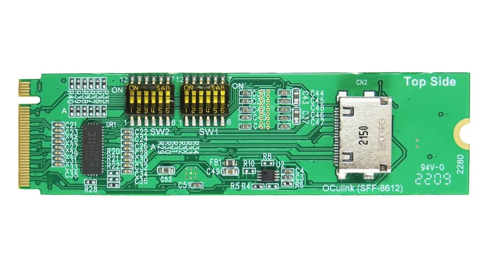 Micro SATA Cables |M.2 M-Key PCIe Gen4 with ReDriver to OCulink 4i (SFF-8612) Adapter