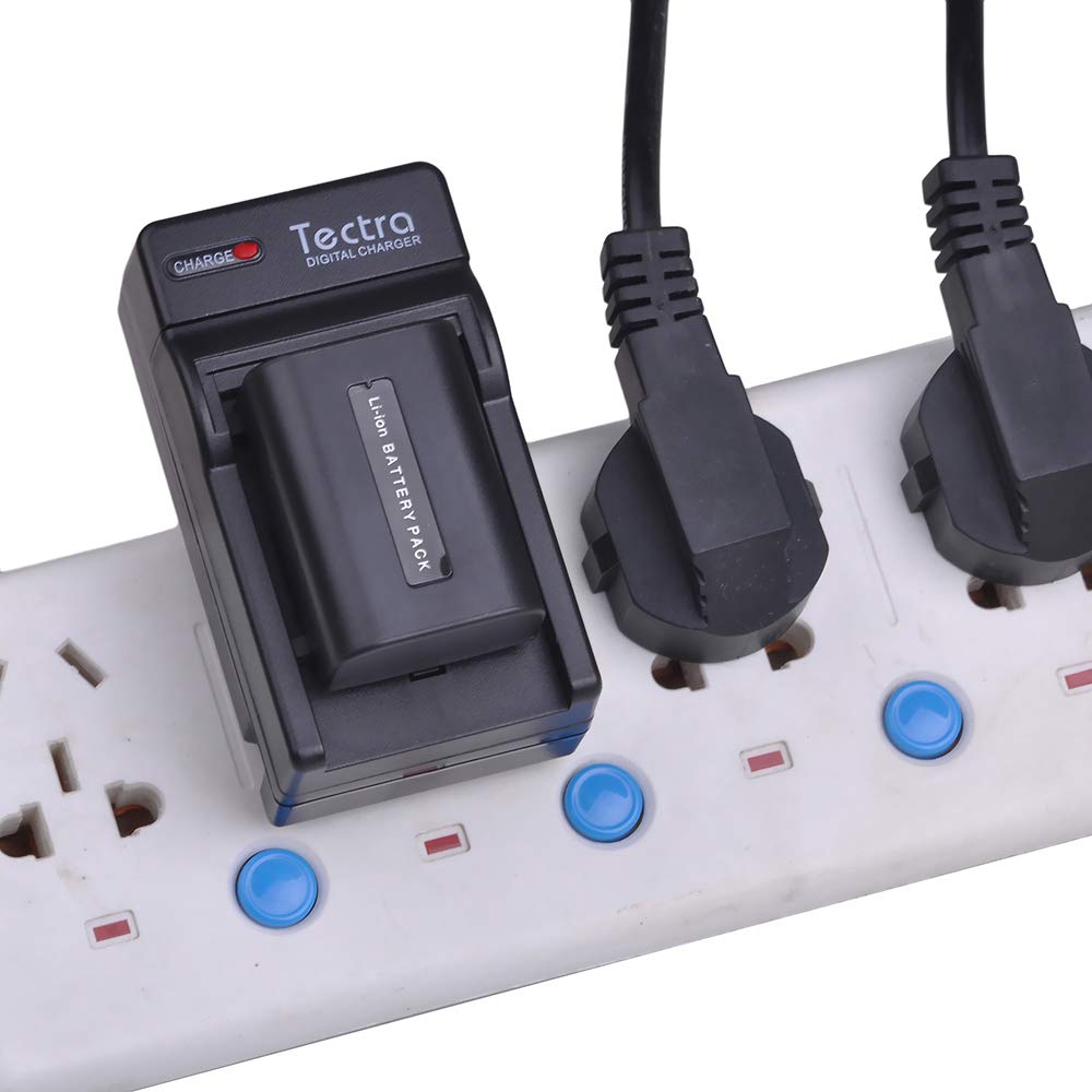 Tectra 2-Pack NP-FV50 Battery and Charger Kit for Sony NP-FV30 NP-FV40 NP-FV50 & Sony FDR-AX53 HDR-CX230 HDR-CX220 CX330 CX380 CX455 CX900 CX430V