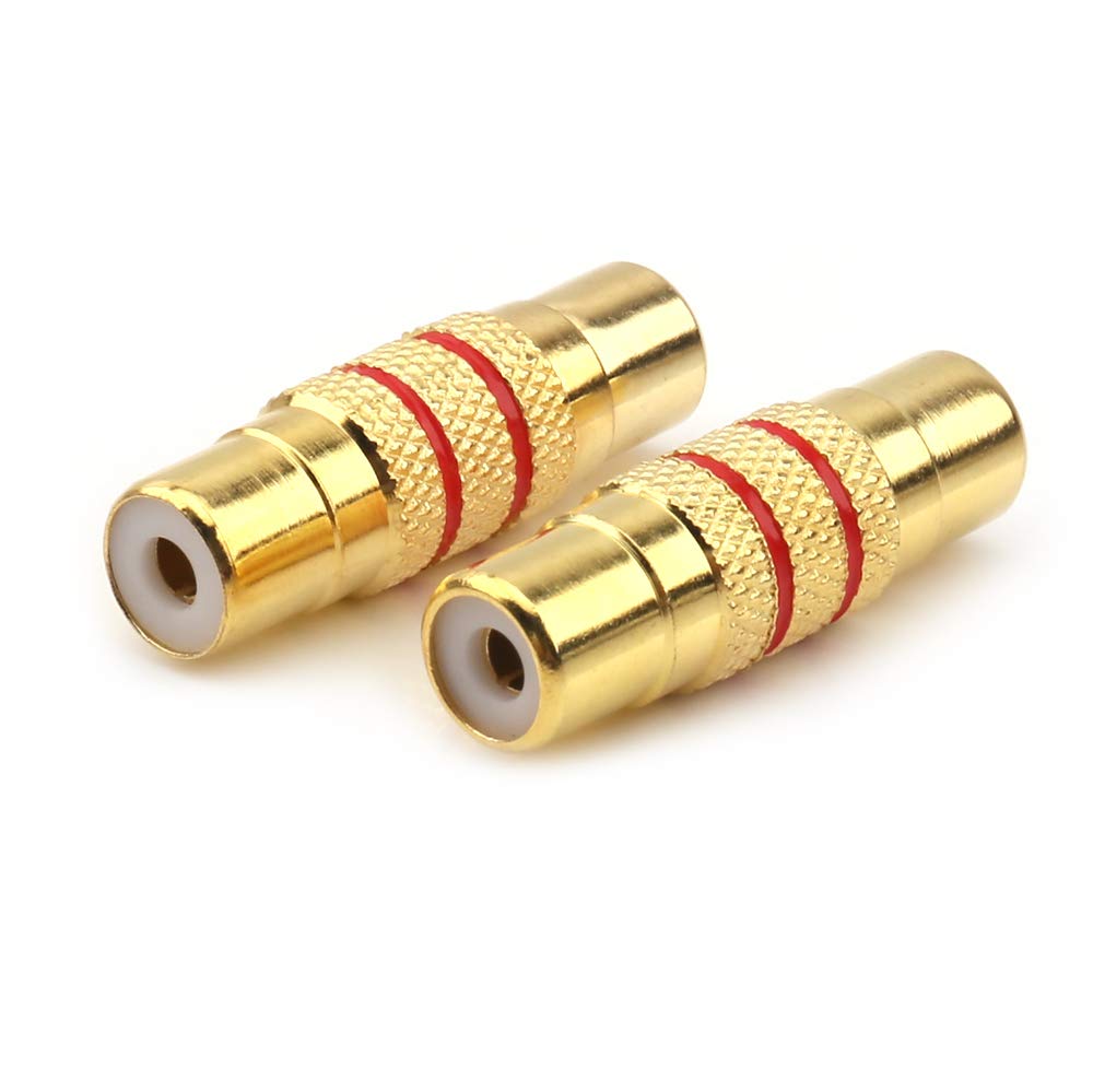 NANYI RCA Female to RCA Female Interconnect Coupler Adapter, with Gold Plated Housing for Mixer Amplifiers Cable link-2pack
