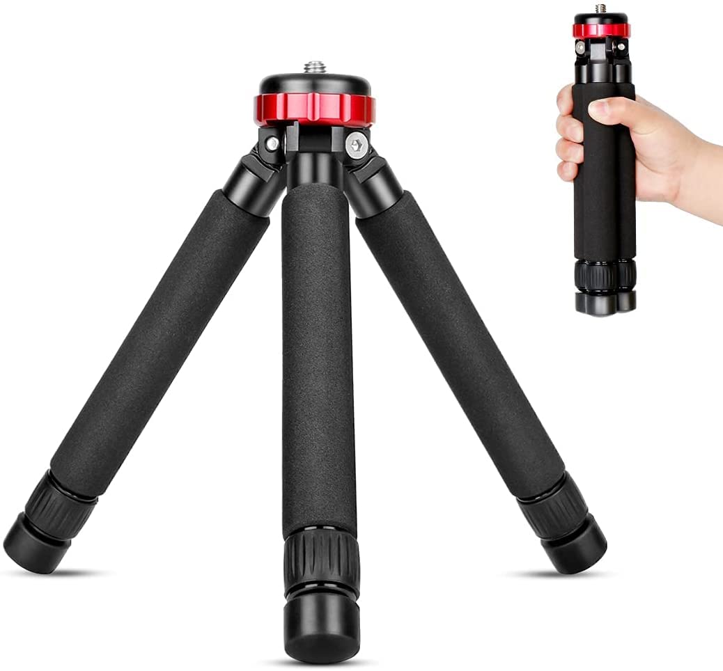 Koolehaoda Camera Mini Tripod Table Stand Desktop Compact Tripod with 1/4" and 3/8" Screw Mount Compatible with DSLR Camera, Monopods, Tripod Head