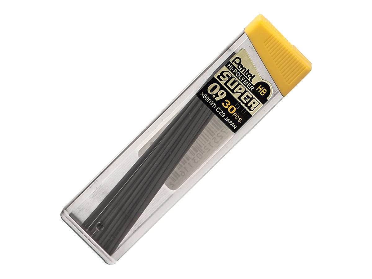 Pentel Super Hi-Polymer Lead Refills, (0.9 mm), Thick, HB, Pack of 3, 90 Pieces of Lead (C29BPHB3)