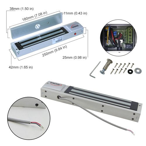 Visionis FPC-5652 One Door Access Control System Outswing Door 600lbs Magnetic Lock with VIS-3005 Slim Outdoor IP68 RFID Keypad Entry Security