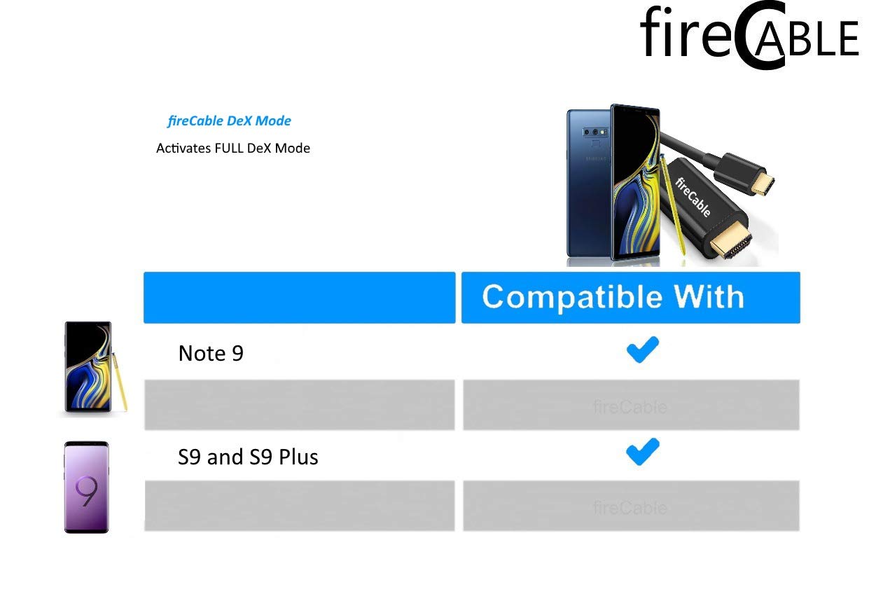 fireCable Galaxy Note 9 XL USB C to HDMI Male Cable (Cord Connects Your Note9 to Monitor/TV - Activates Full DeX Mode Desktop Experience)