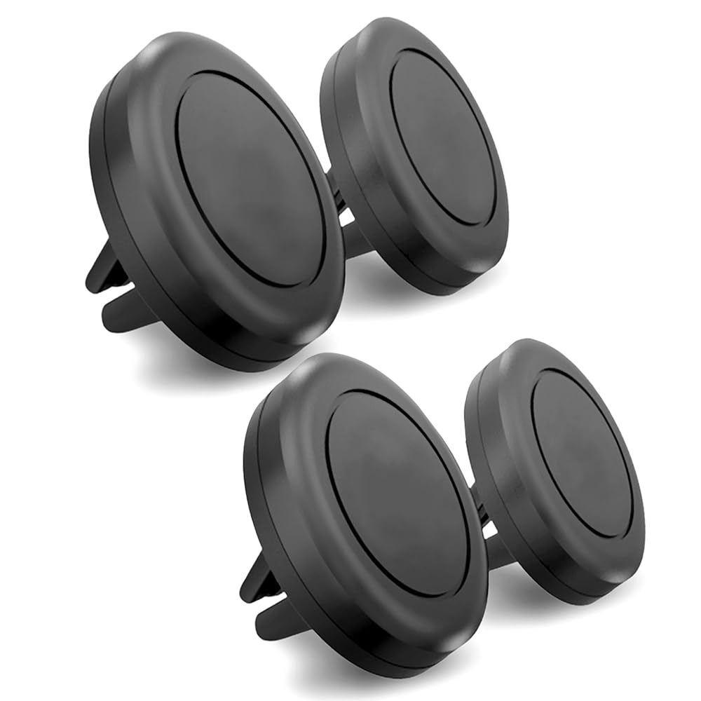 MAXBOOSTPOWER Universal Smartphone Holder - Air Vent Magnetic Car Mount (4 Pack Black) Compatible with iPhone 12/13/14/15/16 & Galaxy LG Android Cell