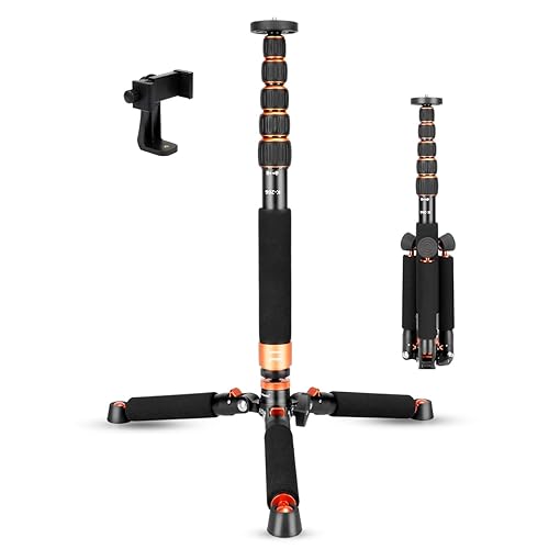 Koolehaoda Camera Aluminum Monopod with Metal Tripod Base.6 Sections 46-177cm/18-69inch Adjustable, Leg Diameter ?28mm,up to 6kg /13lbs