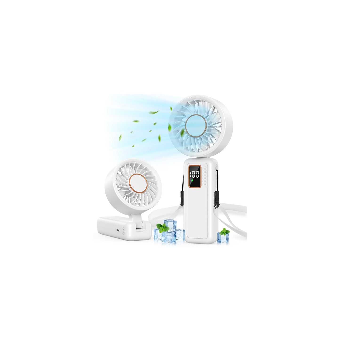 Handheld Fan, 5 Speed & 14H Cooling Time Portable Fan, 6000mAh USB Rechargeable Mini Fan with LED Display, Powerful but Quiet, Foldable Desk Fan