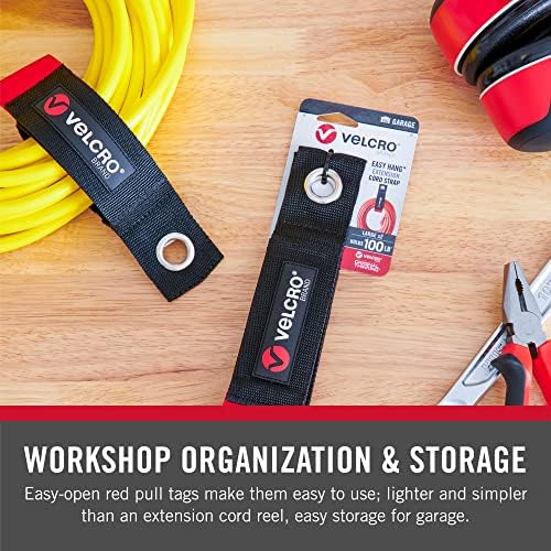 Velcro Brand Easy Hang Extension Cord Holder Organizer Variety Pack | Holds 60-100lbs, Heavy Duty Straps Fit Easily on Hooks or Nails | Perfect