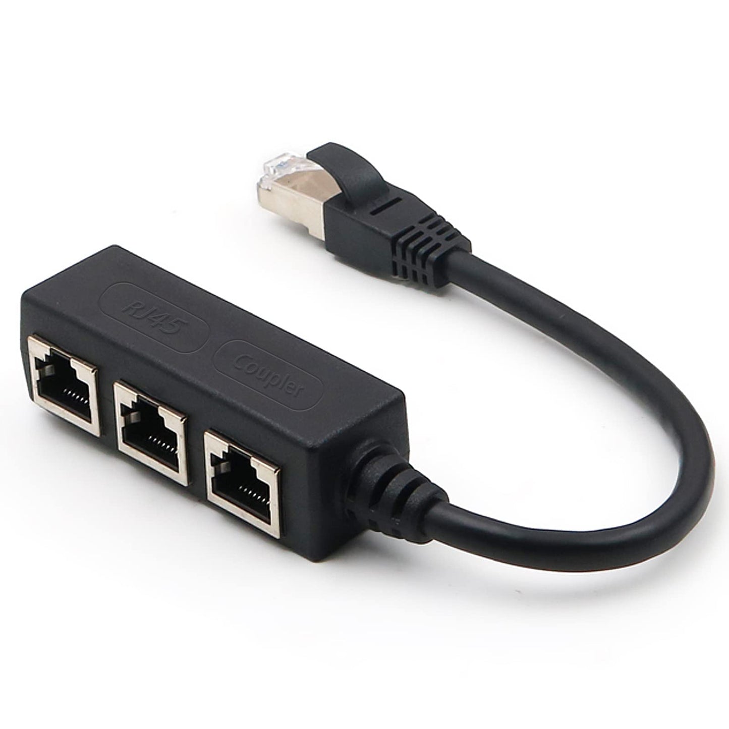RJ45 Ethernet Splitter Adapter, 1 Male to 3 Female LAN Ports, Suitable Super Cat5, Cat5e, Cat6 LAN Ethernet Socket Connector Adapter -Black