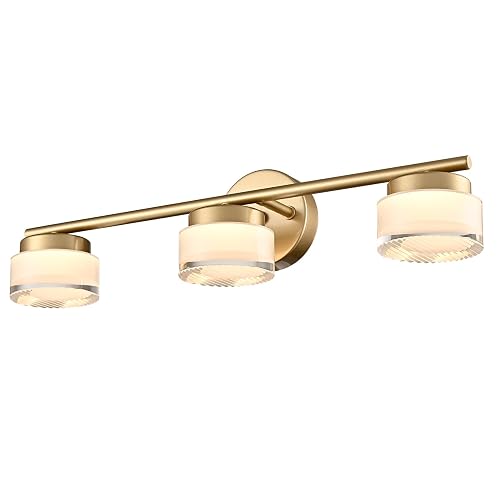 DAYCENT 3-Light Gold LED Bathroom Vanity Light Fixtures 21-Inch Modern Acrylic Bathroom Wall Lighting Over Mirror Wall Sconces, 2700K - Warm White