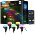 Govee Outdoor Ground Lights 2, 50ft Patio Decorations, 15 Pack RGBIC Pathway Lights with 100LM Warm White, IP67 Waterproof, 63 Scene Modes, Works