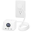 Plugable 67W USB C Power Strip, Charging Station Extension Cord with Multiple Outlets, Flat Wall Plug and Watt Meter, 3X USB-C, 3X AC Power Outlets