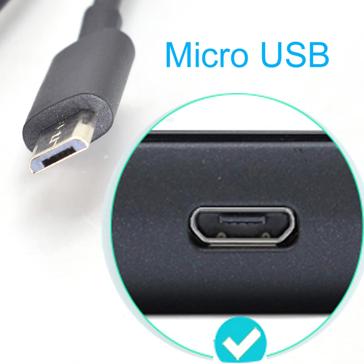 ELNONE 5PCS Micro USB Male to Open-end Cable - 30cm/12inch, 22AWG, 5V 3A DIY Power Charge Cable with Quick Wire Connector