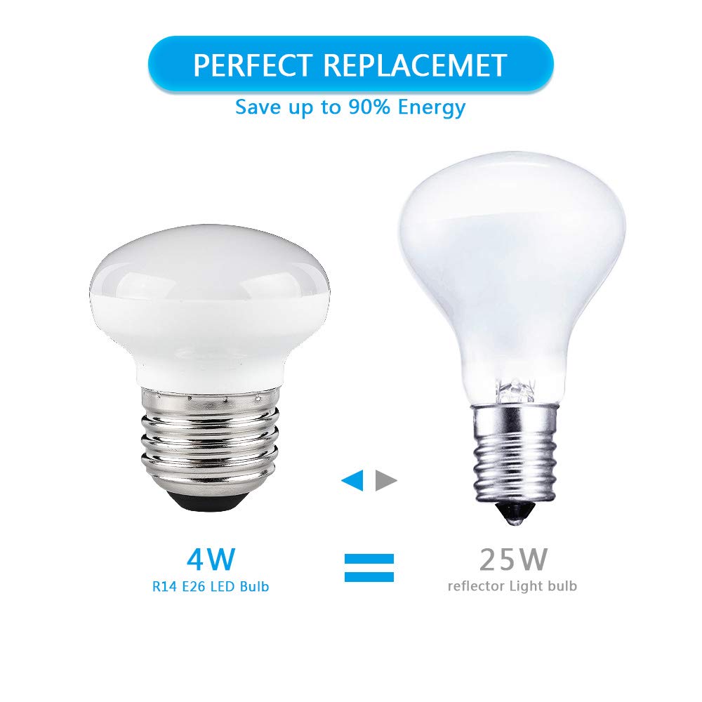 Haian Support R14 LED Bulbs,4W 25W Equivalent, E26 Base,Daylight White