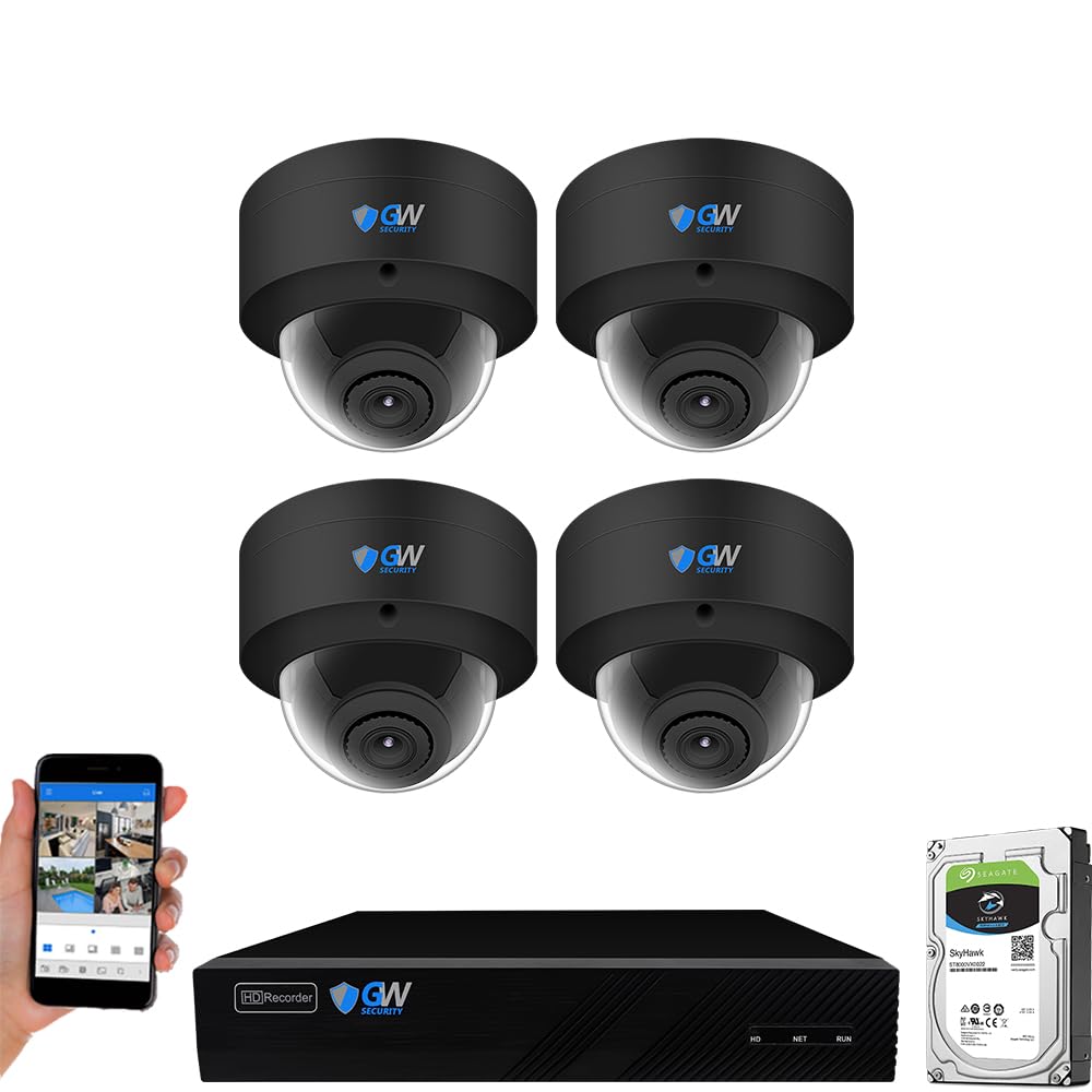 GW Security 8 Channel 12MP NVR UltraHD 4K Face Recognition/Human/Cars Detection PoE Security Camera System with 4 x 8MP Waterproof Microphone 130°