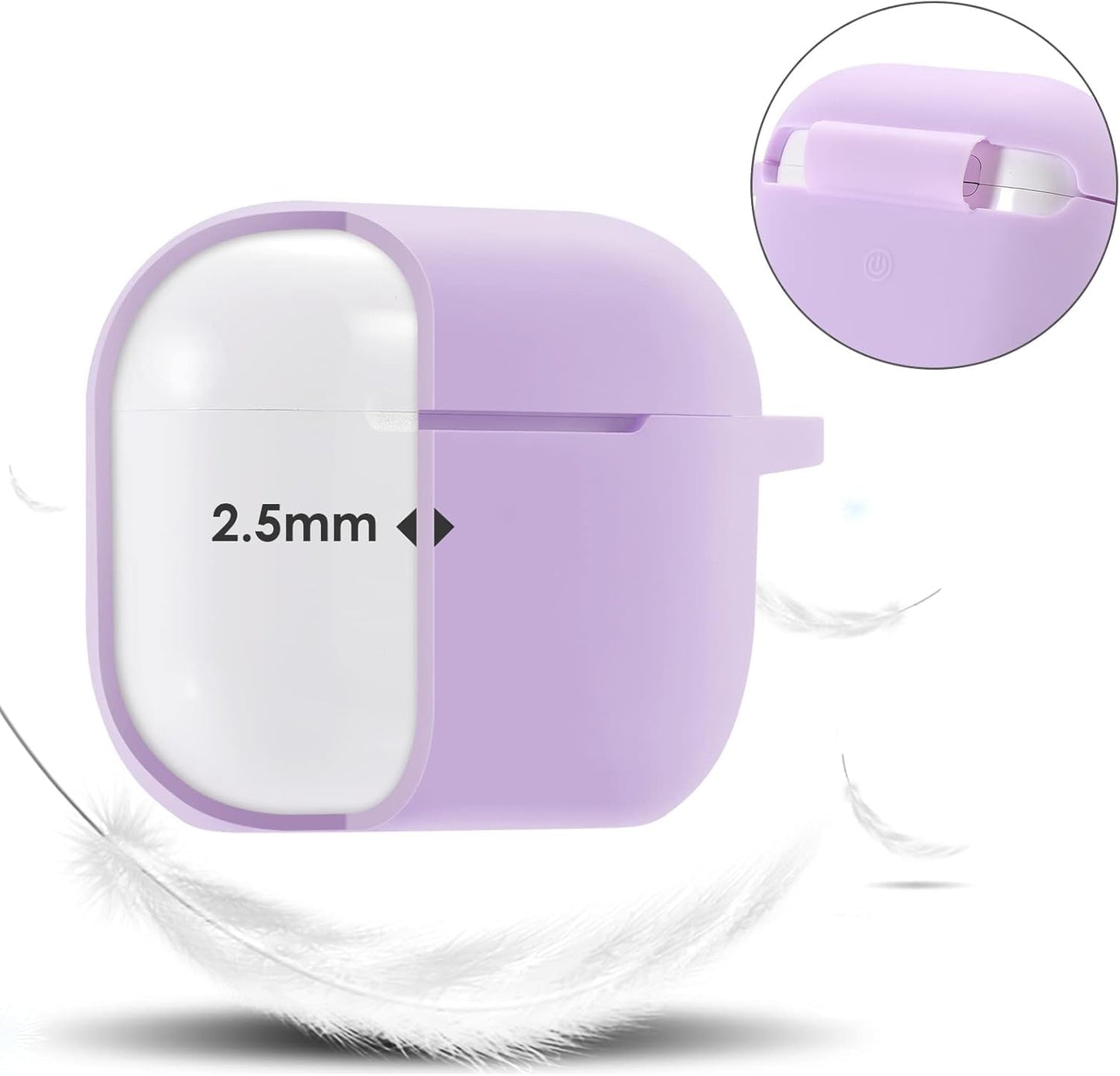 Protective Case Cover for Airpods 4th Generation Charging Case, Soft Silicone Cases with Cute Fluffy Ball Pom Pom and Keychain Kit (Purple)