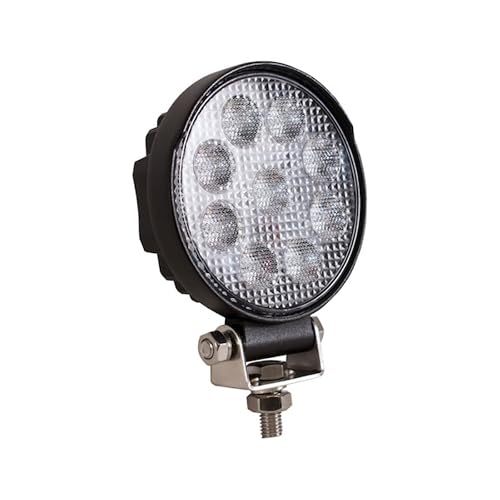 Buyers Products 1492114 4" Clear Round LED Flood Light, 9 LEDs, 1,710 Lumens, 18" Blunt Cut Lead W/Stud Mount, Work Light for Trucks, Trailers, RVs