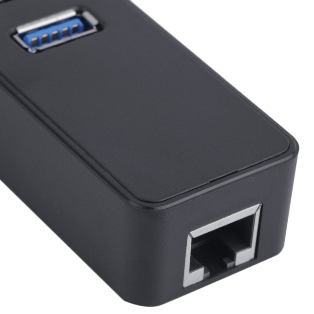 3-Ports USB 3.0 External Hub with 1 RJ45 Gigabit Ethernet Lan Wired Adapter