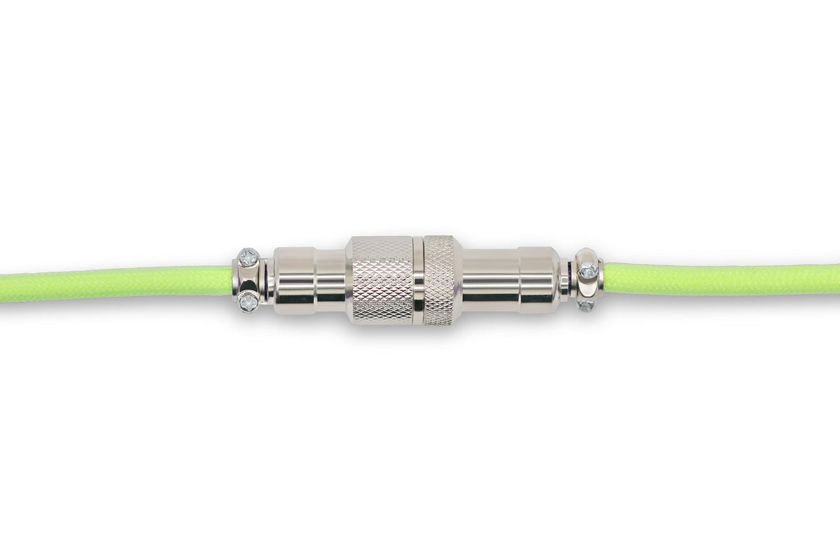 Glacier Premium Durable Quality Braided USB-C to USB-A Coiled Cable with Detachable Metal Aviator Connector Plug for Mechanical Keyboard (Neon Green)