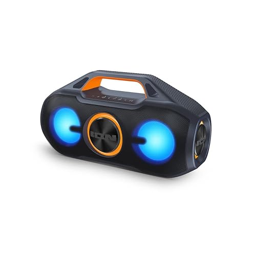 ION AquaSport Max Waterproof 60W Portable Bluetooth Party Speaker with Lights, Battery, Built-in Microphone, Radio and AUX Input (Renewed)