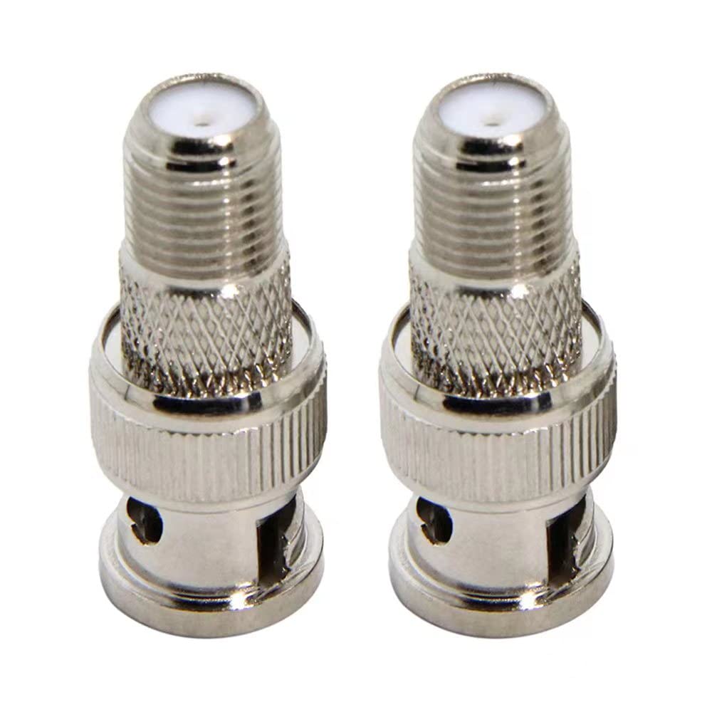supmory F to BNC Adapter Connector BNC Male to F Female Coax Adapter 75 Ohm, Low-Loss Signal, Corrosion-Resistant Copper, 2-Pack Ideal for CCTV