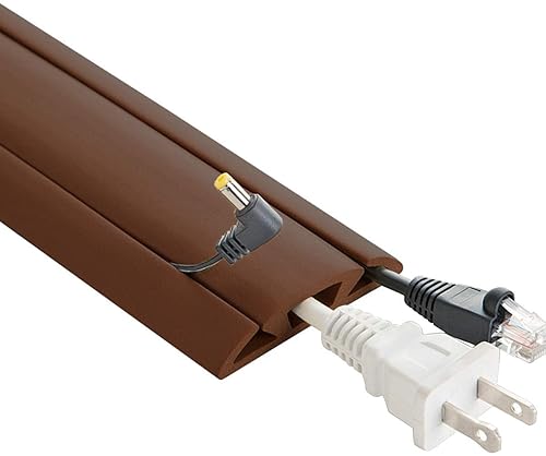 UT Wire 5-Feet Cord Protector with 3-Channels for Floor, Brown