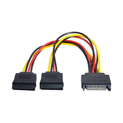 chenyang CY SATA Power Cable,SATA II Hard Disk 15Pin Male 1 to 2 Female Splitter Extension Power Cable for SSD HDD 5V 12V