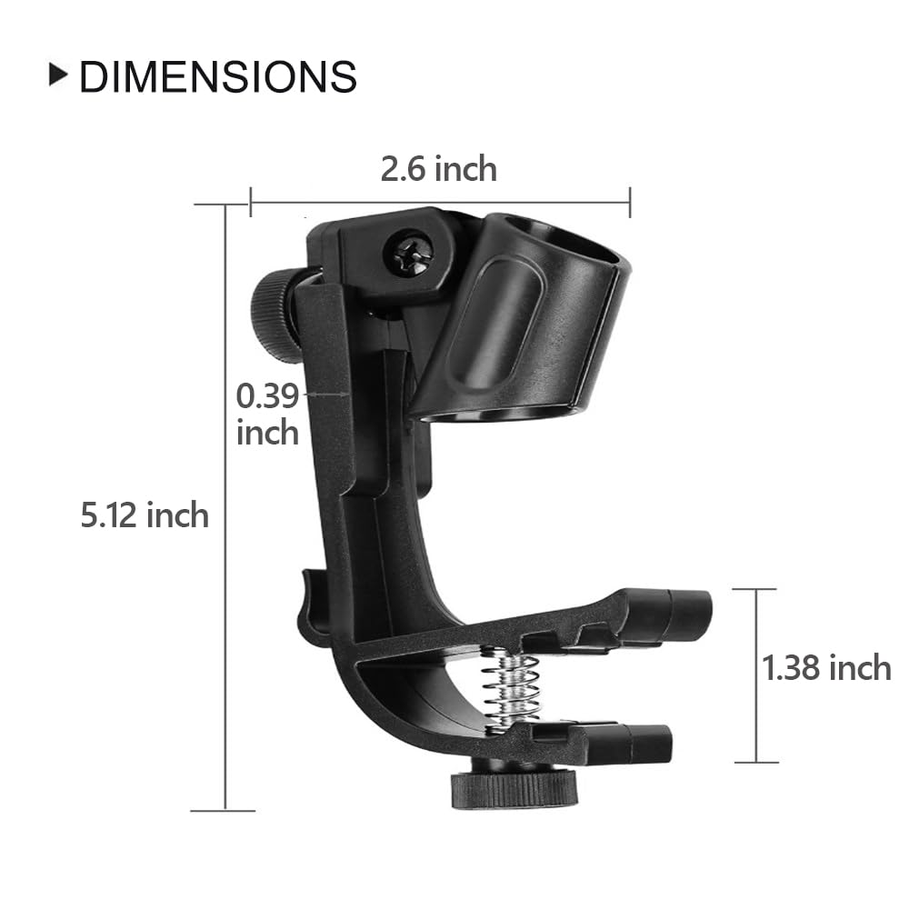 Adjustable Drum Rim Mic Clips - Microphone Mount Clamp (Pack of 2)
