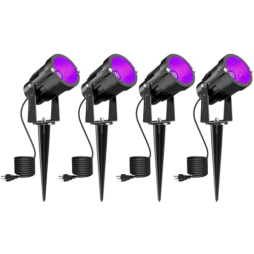 Landscape Lights Outdoor: Black Light Halloween LED Landscape Lighting for Tree Garden Yard Pathway Body Paint Fluorescent Poster | 110V UV Blacklight