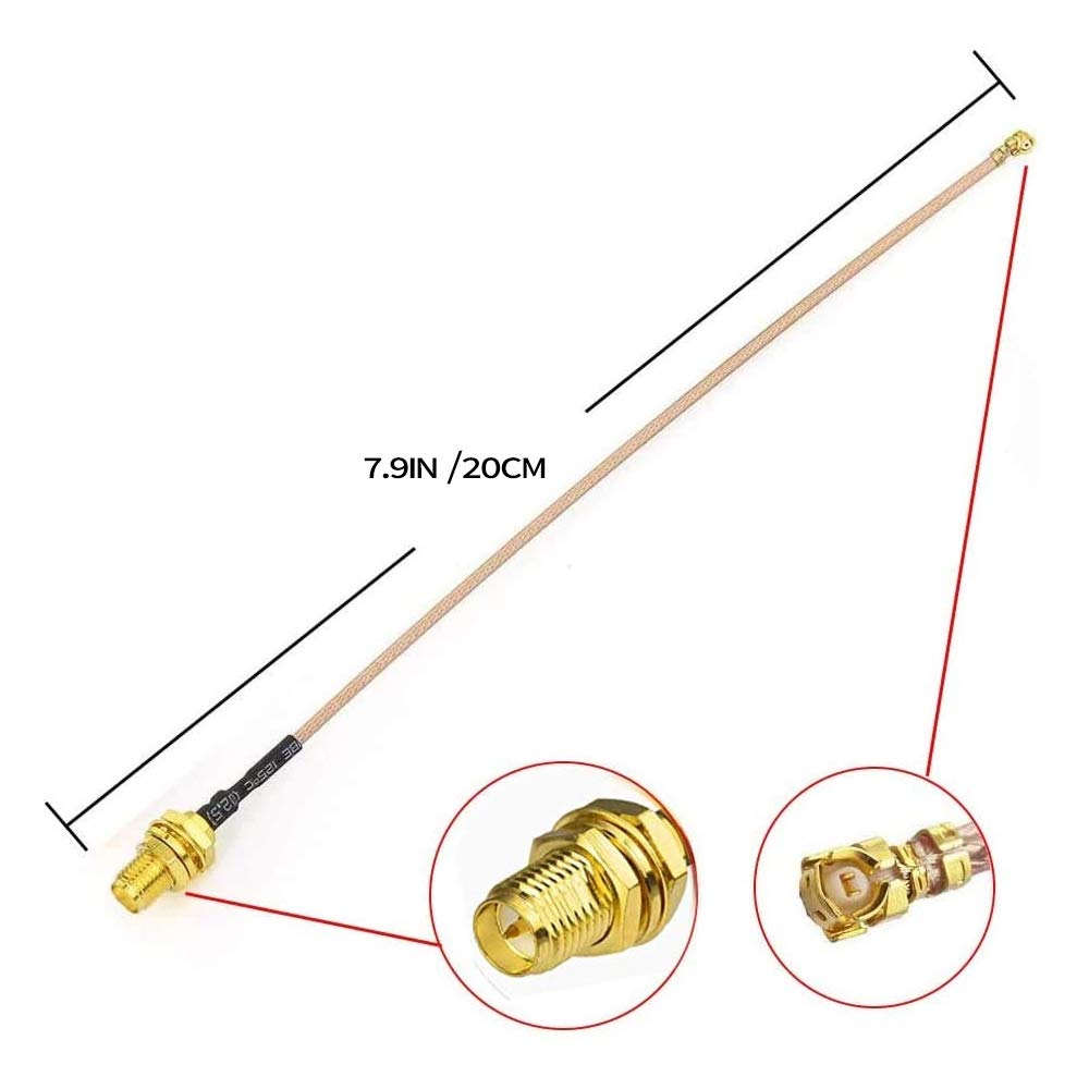 CORONIR 8PCS 20CM IPX/UFL to RP-SMA Female Extension Cord Antenna WiFi Pigtail Cable IPEX U.FL IPX Connector to RP-SMA Female Jack Plug RG178 Coax